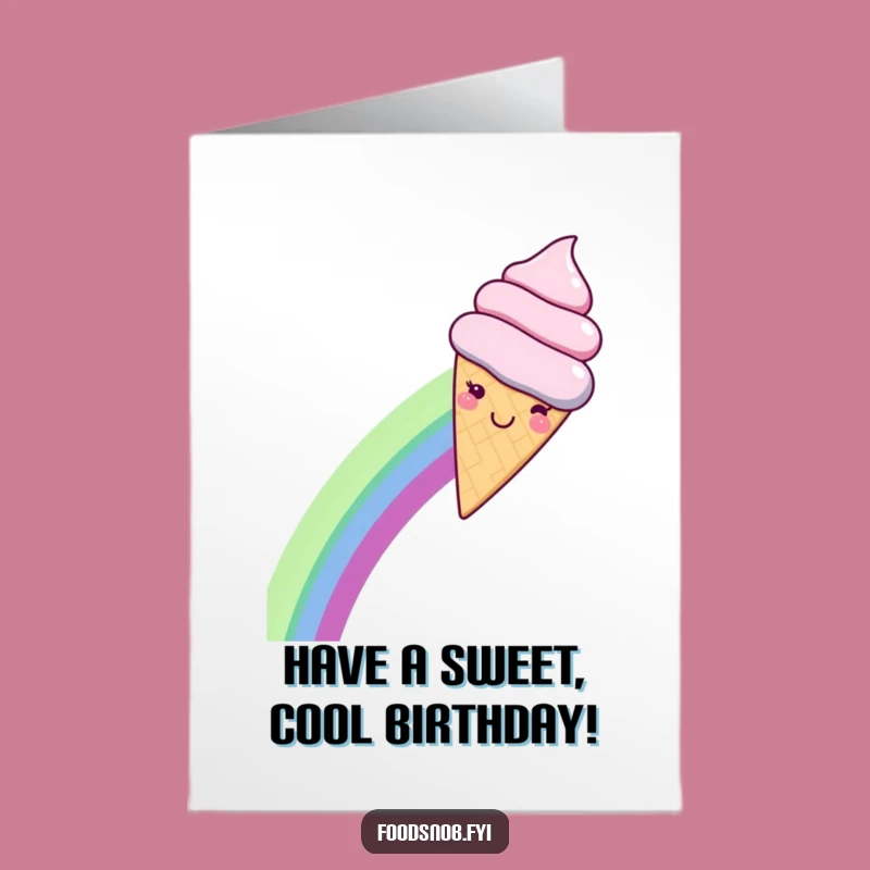 Free Printable Birthday Card: Happy Ice Cream Rainbow Slide Funny Downloadable Gift