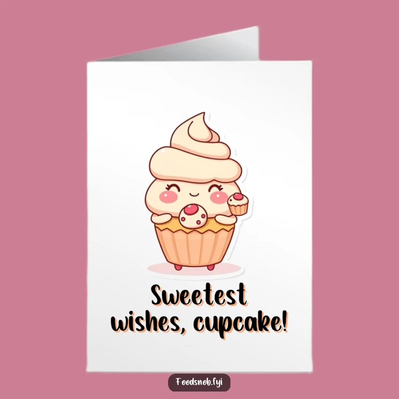 Sweet Free Printable Birthday Card: Blushing Cupcake Offers Pastry, Downloadable Funny Gift