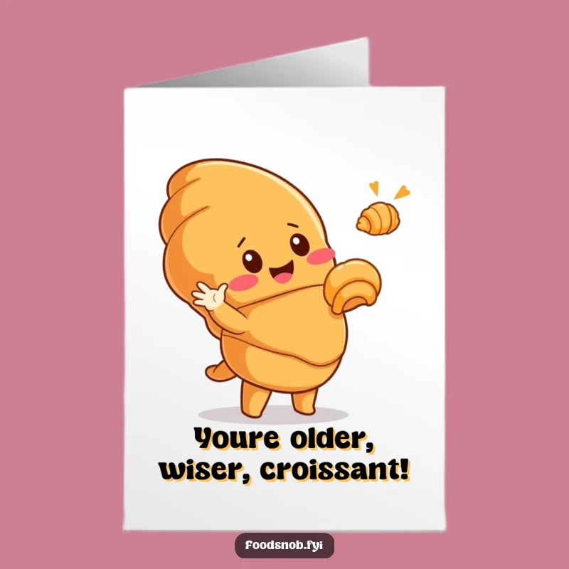 Funny Free Printable Birthday Card: Croissant Character & Tiny Treat, DIY Downloadable Gift