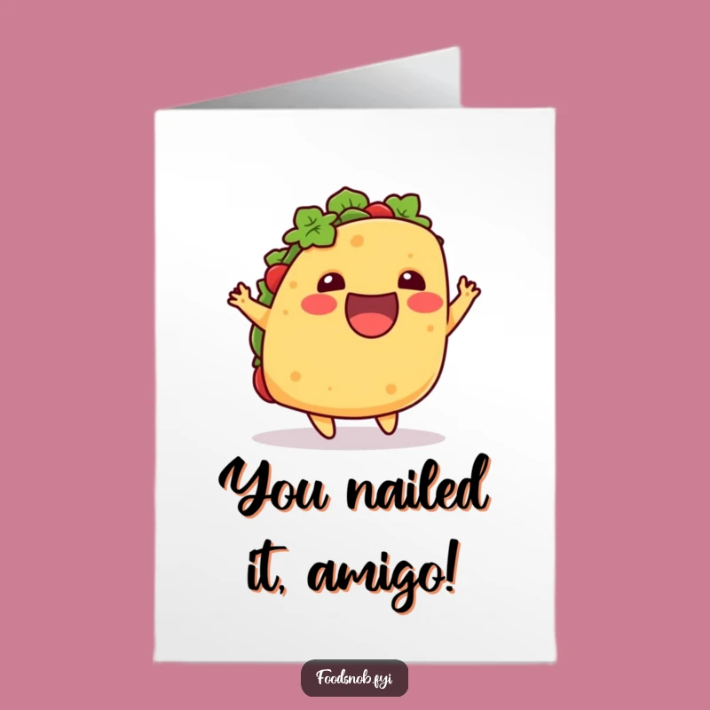 Free Printable Congrats Card: Hopping Taco, Humorous Downloadable Gift for Big Wins