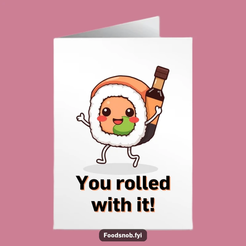 Free Printable Kawaii Sushi Congrats Card - Dancing Sushi Hilarious Downloadable Gift