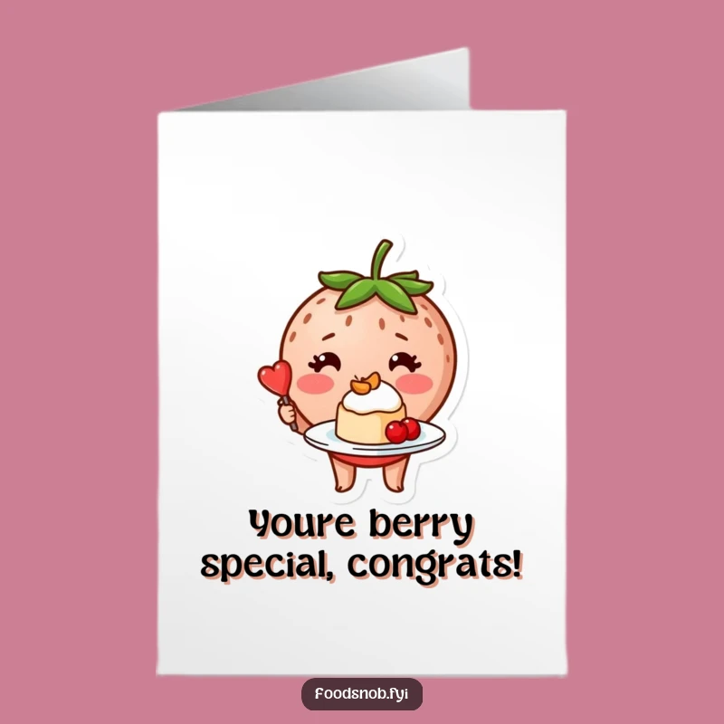 Free Printable Congrats Card: Strawberry Chef Dessert Congrats Download