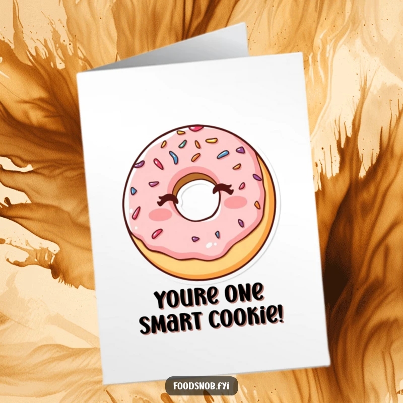 Funny Free Printable Congratulations Card: A happy donut with sprinkles winks cheekily, celebrating a delightful success.