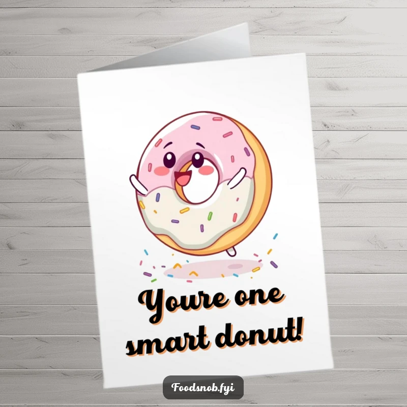 Free Printable Congratulations Card: A joyful donut character mid-spin, a delicious downloadable gift for any celebration.
