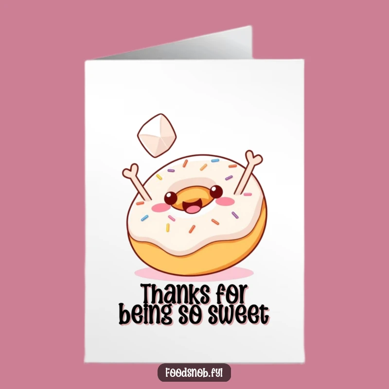 Free Printable Thank You Card: Cheerful Donut Expresses Thanks, Funny Downloadable Gift