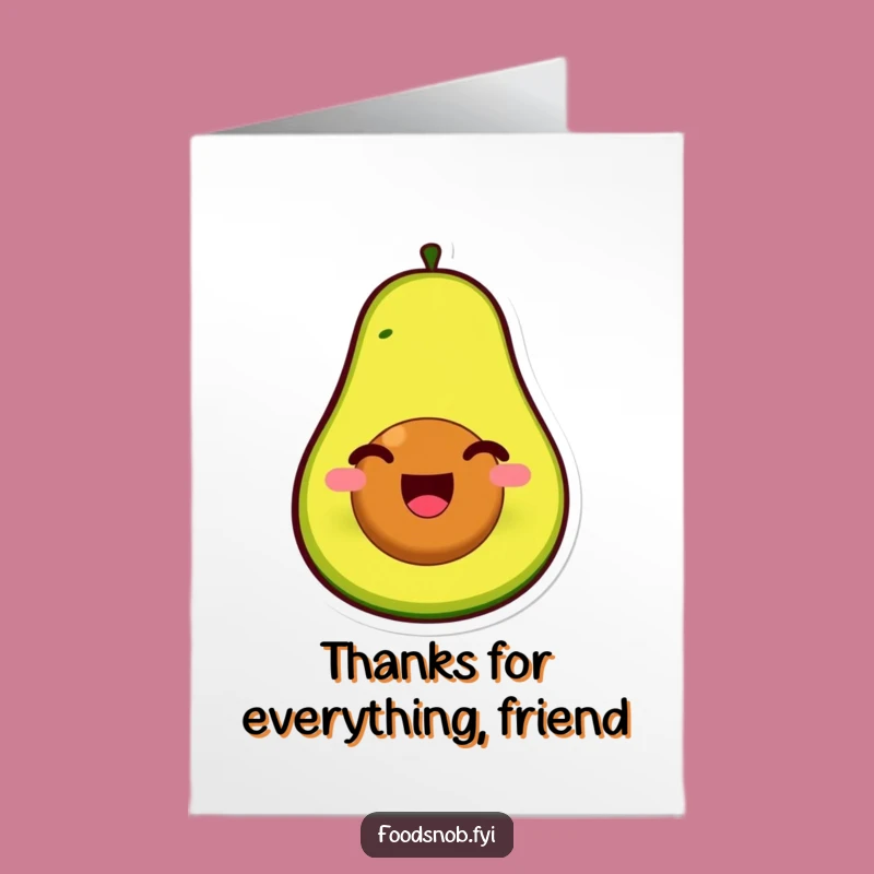 Free Printable Thank You Card: Happy Avocado - Downloadable Gratitude Gift