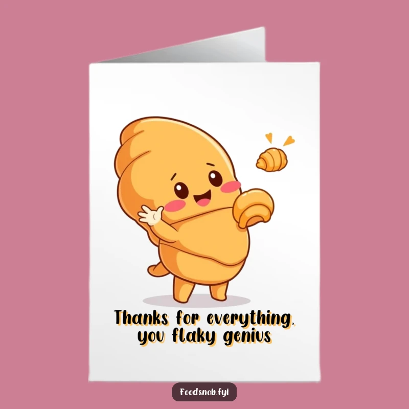 Thank You Free Printable Card: Croissant Character's Gratitude, Funny Downloadable Gift