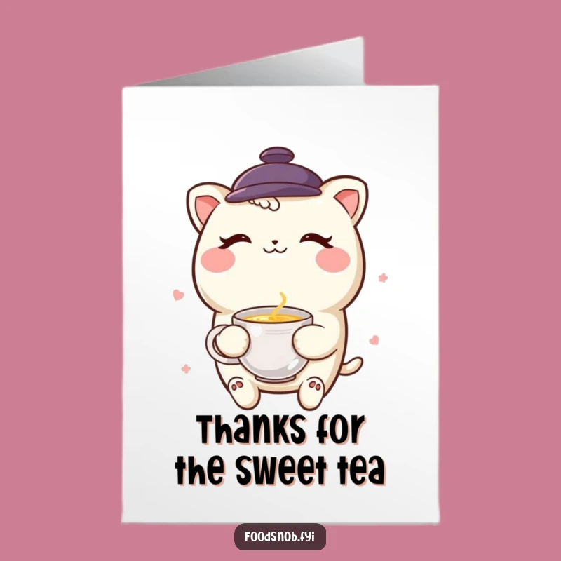 Free Printable Thank You Card: Winking Boba Tea Thanks Downloadable Gift