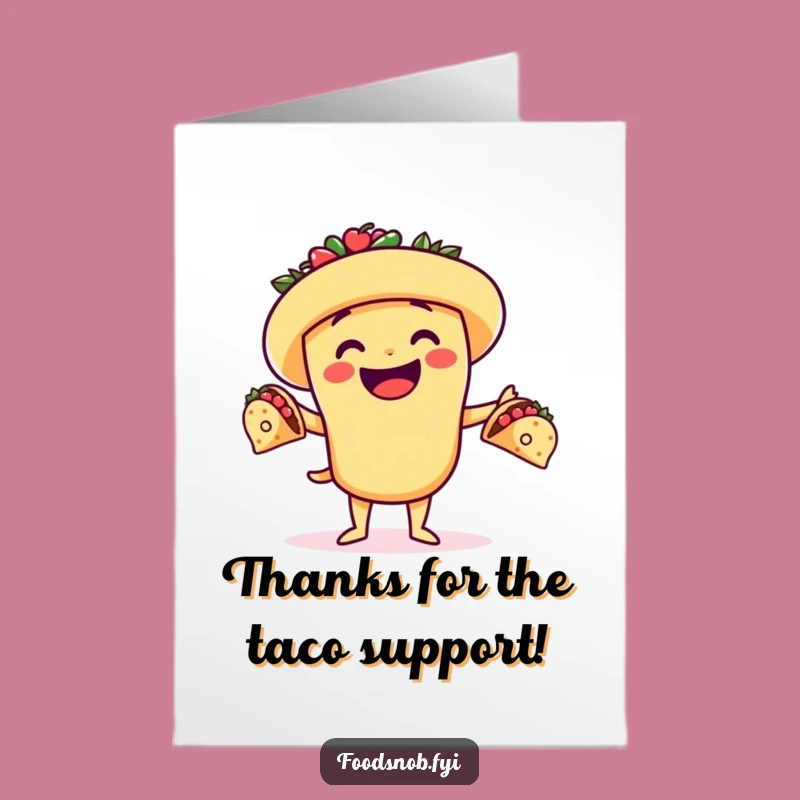 Free Printable Thank You Card: Taco Juggler Character - Easy Downloadable Gift