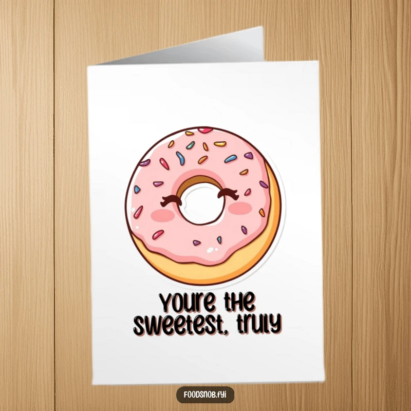 Funny Free Printable Thank You Card: A happy donut with sprinkles winks slyly, conveying sweet thanks and appreciation.