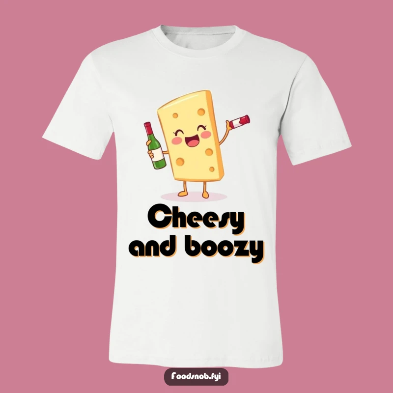 Funny Cheese and Wine T-Shirt: Gleeful Slice Character Tee for Foodie Fun Gifts