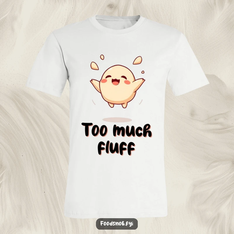 Funny t-shirt graphic of a cheerful dumpling character gleefully tossed mid-air, expressing pure, unadulterated fun.