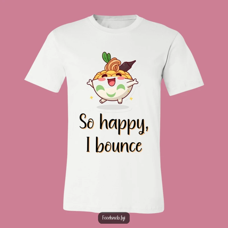 Funny Ramen Bowl T-Shirt - Bouncy Character Tee, Perfect Gift for Foodies