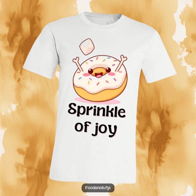 Funny T-Shirt: A jubilant donut with sprinkles tossing a sugar cube, embodying playful joy and sweet humor, perfect for a funny gift.