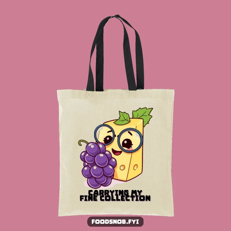 Funny Cheese Monocle Grape Tote Bag - Stylish & Hilarious Gift Bag for Groceries