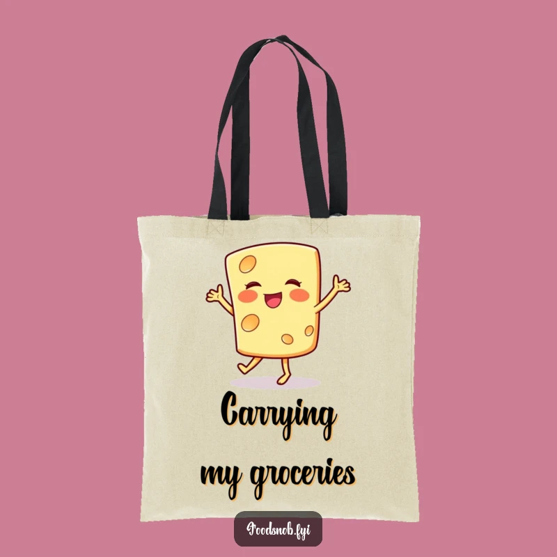 Funny Smiling Cheese Jig Tote Bag: Carry Your Cheesy Joy