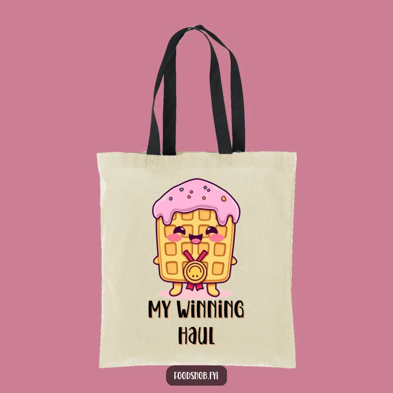 Funny Waffle Medal Tote Bag: Carry Your Victories with a Proud Waffle's Humorous Flair